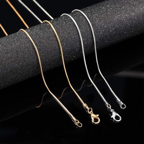 Forise 20 قطعة 20 بوصة مطلية بالفضة والذهب 1.2 مللي متر قلادة سلسلة ثعبان ذاتية الصنع مع مشابك جراد البحر لصنع المجوهرات in Kuwait