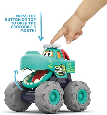 شاحنة التمساح مع وظيفة عجلة مجانية - ألعاب شاحنة الوحش للأولاد والبنات والرضع والأطفال الصغار - قوية ومتينة بعجلات كبيرة ووجه شخصية مرحة - من سن 12 شهرًا فما فوق / سنة واحدة in Kuwait