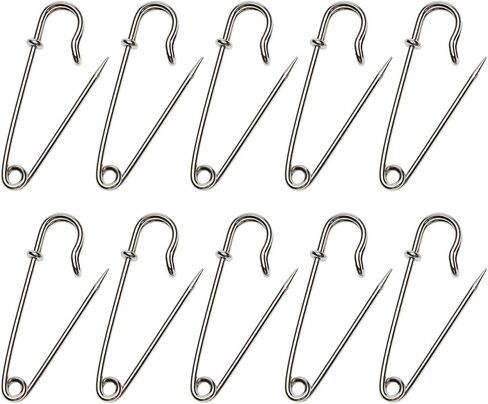 Shapenty 1.78Inch/45mm Steel Wire Spring Lock Safety Pins Fasteners for Skirt Blankets Clothing Fabric Craft Quilting Knitting, Upholstery and Tablecloth Bed Sheets Secure, 10PCS (Silver, 45mm) in Saudi Arabia
