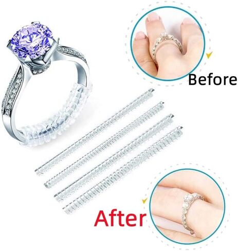 12 Pieces Ring Adjusters for Loose Rings Spiral Silicone Ring Size Reducer 3 Different Sizes Ring Tightener for Men and Women in Kuwait