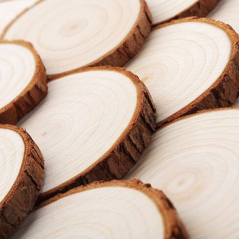 Fuyit Unfinished Wood Slices with No Hole, 30 Pcs 2.4-2.8 Inches Natural Wooden Circles with Bark for DIY Crafts, Christmas Ornament, Decoration in Saudi Arabia