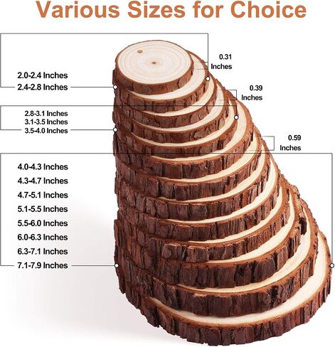 Fuyit Unfinished Wood Slices with No Hole, 30 Pcs 2.4-2.8 Inches Natural Wooden Circles with Bark for DIY Crafts, Christmas Ornament, Decoration in Saudi Arabia