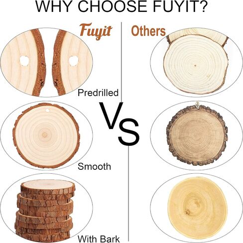 Fuyit Unfinished Wood Slices with No Hole, 30 Pcs 2.4-2.8 Inches Natural Wooden Circles with Bark for DIY Crafts, Christmas Ornament, Decoration in Saudi Arabia