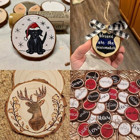 Fuyit Unfinished Wood Slices with No Hole, 30 Pcs 2.4-2.8 Inches Natural Wooden Circles with Bark for DIY Crafts, Christmas Ornament, Decoration in Saudi Arabia