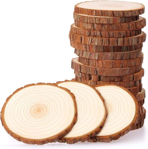 Fuyit Unfinished Wood Slices with No Hole, 30 Pcs 2.4-2.8 Inches Natural Wooden Circles with Bark for DIY Crafts, Christmas Ornament, Decoration in Saudi Arabia