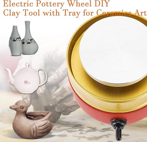 عجلة فخار صغيرة من هايفري، عجلة فخار صغيرة، عجلة طين كهربائية قابلة للتعديل مع أدوات طين للأطفال والمبتدئين، سيراميك مصغر باللون الأحمر in Kuwait