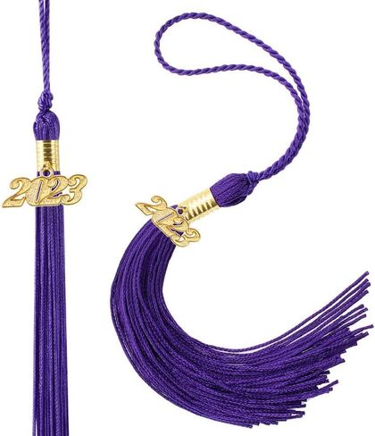 قبعة التخرج 2023 من قطعتين من الشراشيب لقبعة التخرج 2023، اكسسوارات شرابة ناعمة حريرية لقبعات التخرج وحفلات التخرج والاحتفالات التذكارية دلايات ذهبية 9 انش، ارجواني in Kuwait