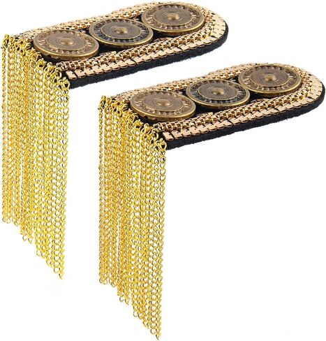 Framendino, 2 Pack Gold Tassel Epaulettes Shoulder Spike Chain Epaulet Shoulder Applique Badge Brooch Pins for Women Men DIY Jacket Clothes Accessories in Saudi Arabia