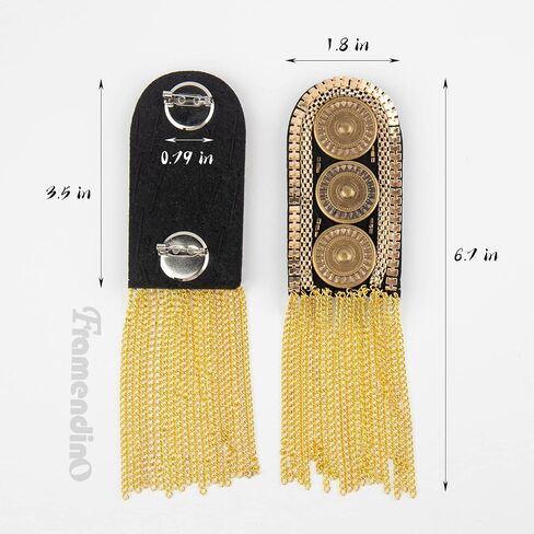 Framendino, 2 Pack Gold Tassel Epaulettes Shoulder Spike Chain Epaulet Shoulder Applique Badge Brooch Pins for Women Men DIY Jacket Clothes Accessories in Saudi Arabia