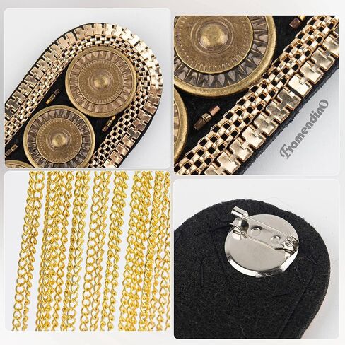 Framendino, 2 Pack Gold Tassel Epaulettes Shoulder Spike Chain Epaulet Shoulder Applique Badge Brooch Pins for Women Men DIY Jacket Clothes Accessories in Saudi Arabia