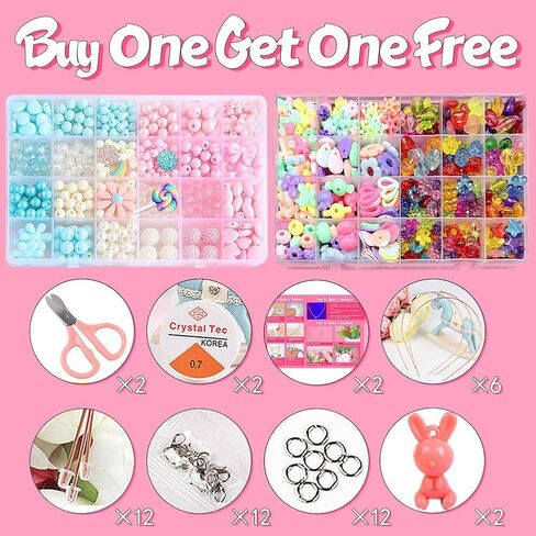 مجموعات خرز ANDYKEN لصنع المجوهرات - خرز حرفي للأطفال والبنات مجموعات صنع المجوهرات الملونة من الأكريليك للفتيات مجموعة خرز مجموعة صياغة المجوهرات (مع أقراط مشبكية) in Kuwait