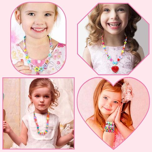 مجموعات خرز ANDYKEN لصنع المجوهرات - خرز حرفي للأطفال والبنات مجموعات صنع المجوهرات الملونة من الأكريليك للفتيات مجموعة خرز مجموعة صياغة المجوهرات (مع أقراط مشبكية) in Kuwait