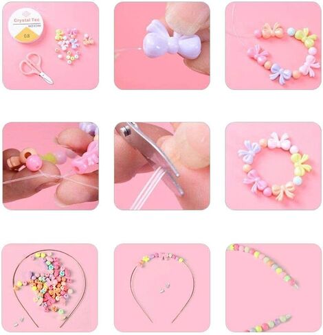 مجموعات خرز ANDYKEN لصنع المجوهرات - خرز حرفي للأطفال والبنات مجموعات صنع المجوهرات الملونة من الأكريليك للفتيات مجموعة خرز مجموعة صياغة المجوهرات (مع أقراط مشبكية) in Kuwait