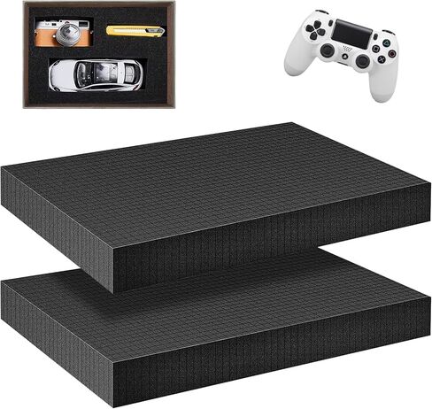 حشوات اسفنجية للحافظات من يويماس، عبوة من قطعتين من فوم بيك اند باك بوكس 15.7 × 11.81 × 1.97 انش، صينية فوم مكعبة مسبقا قابلة للتخصيص، صناديق ادوات اسفنجية قابلة للتخصيص للحافظات المتشابكة وهدايا in Kuwait