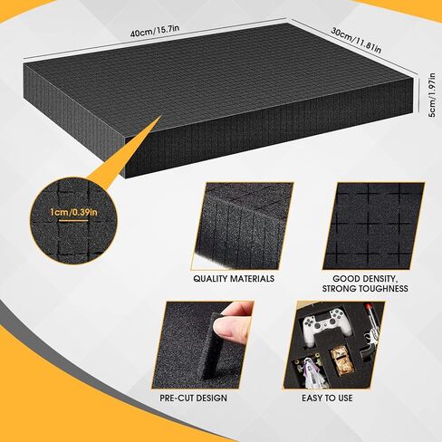 حشوات اسفنجية للحافظات من يويماس، عبوة من قطعتين من فوم بيك اند باك بوكس 15.7 × 11.81 × 1.97 انش، صينية فوم مكعبة مسبقا قابلة للتخصيص، صناديق ادوات اسفنجية قابلة للتخصيص للحافظات المتشابكة وهدايا in Kuwait