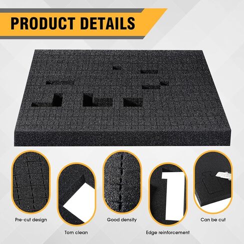 حشوات اسفنجية للحافظات من يويماس، عبوة من قطعتين من فوم بيك اند باك بوكس 15.7 × 11.81 × 1.97 انش، صينية فوم مكعبة مسبقا قابلة للتخصيص، صناديق ادوات اسفنجية قابلة للتخصيص للحافظات المتشابكة وهدايا in Kuwait