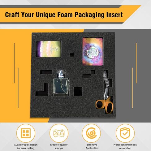 حشوات اسفنجية للحافظات من يويماس، عبوة من قطعتين من فوم بيك اند باك بوكس 15.7 × 11.81 × 1.97 انش، صينية فوم مكعبة مسبقا قابلة للتخصيص، صناديق ادوات اسفنجية قابلة للتخصيص للحافظات المتشابكة وهدايا in Kuwait