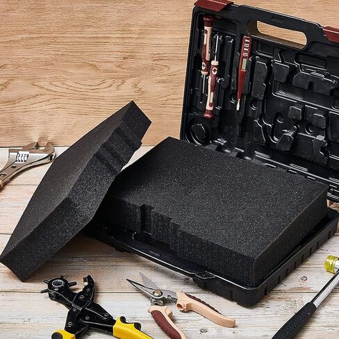 حشوات اسفنجية للحافظات من يويماس، عبوة من قطعتين من فوم بيك اند باك بوكس 15.7 × 11.81 × 1.97 انش، صينية فوم مكعبة مسبقا قابلة للتخصيص، صناديق ادوات اسفنجية قابلة للتخصيص للحافظات المتشابكة وهدايا in Kuwait