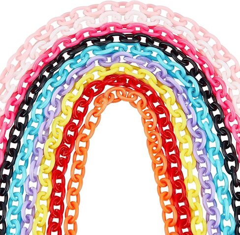 SUNNYCLUE Colorful Jewelry Chain Plastic Chains Links ABS Acrylic Cable Curb Chain Bird Toys Chains for Jewelry Making Chain in Kuwait