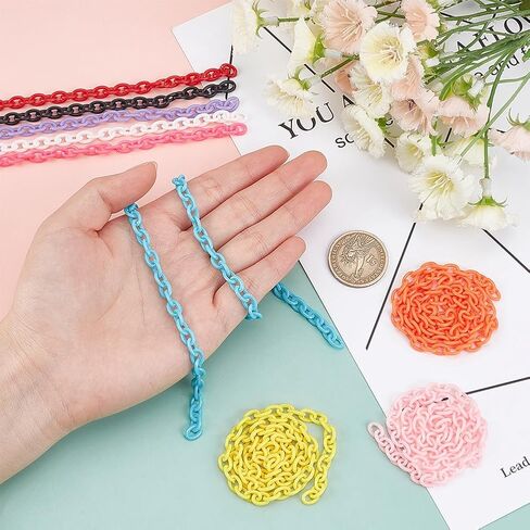 SUNNYCLUE Colorful Jewelry Chain Plastic Chains Links ABS Acrylic Cable Curb Chain Bird Toys Chains for Jewelry Making Chain in Kuwait