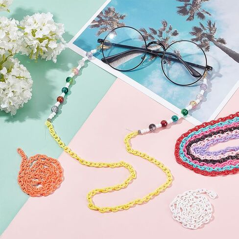 SUNNYCLUE Colorful Jewelry Chain Plastic Chains Links ABS Acrylic Cable Curb Chain Bird Toys Chains for Jewelry Making Chain in Kuwait