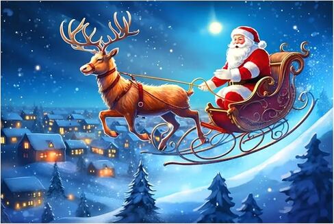 KTHOFCY 5D DIY Diamond Painting Kits for Adults Kids, Santa Claus Riding Reindeer Full Diamond Embroidery Cross Stitch Crystal Rhinestone Paintings Pictures Arts Wall Decor Dots Kits 15.7X11.8 in in Kuwait