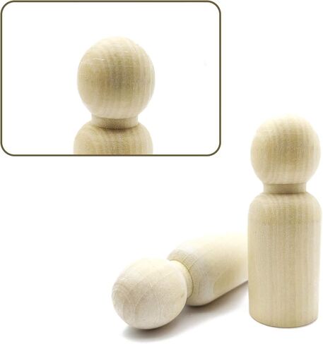 50 Pcs Wooden Peg Dolls, Unfinished Wooden People, Wooden Peg People, Unpainted Blank Natural Wood Doll Bodies Assorted for DIY Arts and Crafts, with Storage Case in Kuwait