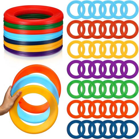 Lenwen 48 Pcs Kid’s Flying Rings Flying Disc for Kids Soft Flying Ring Outdoor Pool Disc for Beach Camping Yard Lawn Backyard Garden Pets Games Party Favors, Assorted Colors in Saudi Arabia