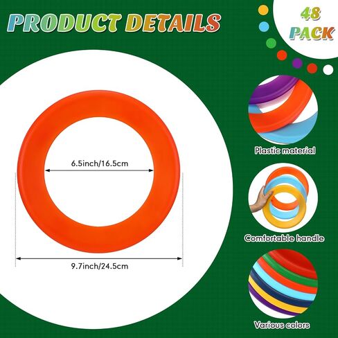 Lenwen 48 Pcs Kid’s Flying Rings Flying Disc for Kids Soft Flying Ring Outdoor Pool Disc for Beach Camping Yard Lawn Backyard Garden Pets Games Party Favors, Assorted Colors in Saudi Arabia