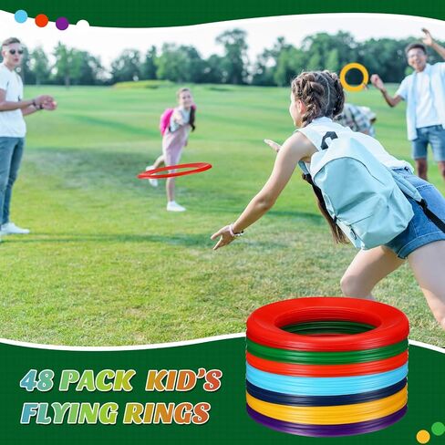 Lenwen 48 Pcs Kid’s Flying Rings Flying Disc for Kids Soft Flying Ring Outdoor Pool Disc for Beach Camping Yard Lawn Backyard Garden Pets Games Party Favors, Assorted Colors in Saudi Arabia
