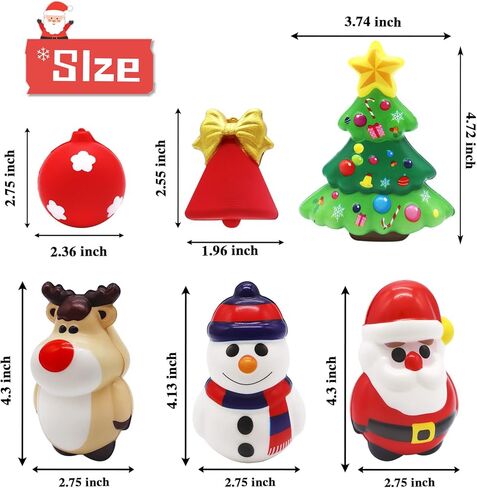 6 قطع من ألعاب الضغط لعيد الميلاد، ألعاب عيد الميلاد البطيئة الارتفاع، ألعاب تخفيف التوتر من أجل هدايا حفلات عيد الميلاد، هدية عيد الميلاد in Kuwait