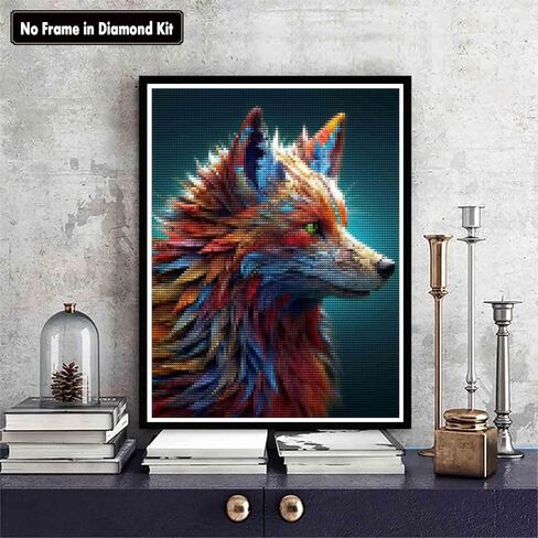 zariocy 5d الماس اللوحة مجموعات الثعالب الملونة، DIY الطلاء مع الماس الفن الحيوانات جولة الحفر الكامل الكريستال الماس لوحات التطريز الفنون الحرفية للمنزل مكتب جدار ديكور 12x16 بوصة in Kuwait