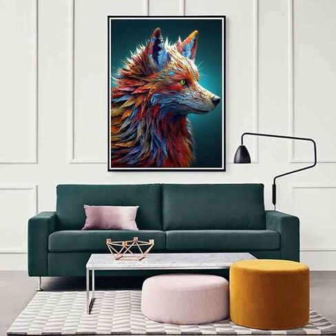 zariocy 5d الماس اللوحة مجموعات الثعالب الملونة، DIY الطلاء مع الماس الفن الحيوانات جولة الحفر الكامل الكريستال الماس لوحات التطريز الفنون الحرفية للمنزل مكتب جدار ديكور 12x16 بوصة in Kuwait