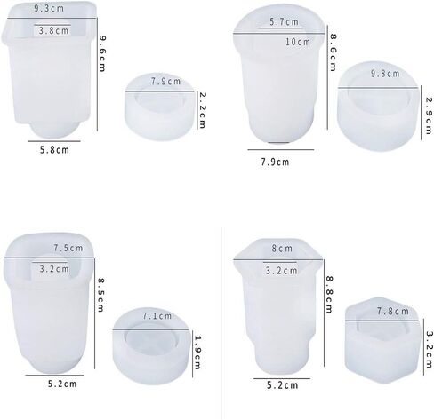 4 قطع مختومة وعاء سيليكون العفن زجاجة التخزين مع غطاء ايبوكسي الراتنج العفن DIY حاوية الحلوى زهرة وعاء أداة جعل شمعة حامل الحرفية in Kuwait
