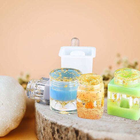 4 قطع مختومة وعاء سيليكون العفن زجاجة التخزين مع غطاء ايبوكسي الراتنج العفن DIY حاوية الحلوى زهرة وعاء أداة جعل شمعة حامل الحرفية in Kuwait