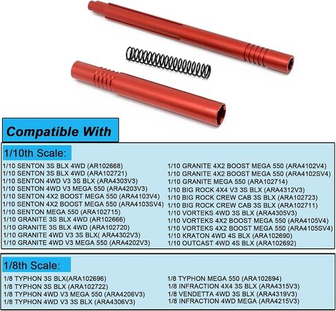 Upgrades Aluminum Center Slider Driveshaft for 1/10 Arrma SENTON Granite Big Rock VORTEKS Outcast 1/8 Typhon Vendetta RC Car Upgrade Parts (Red) in Kuwait