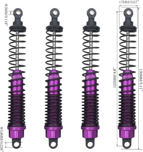 Shock Absorber Damper 130mm Oil Adjustable Alloy Aluminum for RC Car 1/10 Crawler Truck Upgraded Hop-Up Parts ECX VRX HPI HSP Losi Axial Tamiya Redcat Himoto Losi(Black) in Saudi Arabia