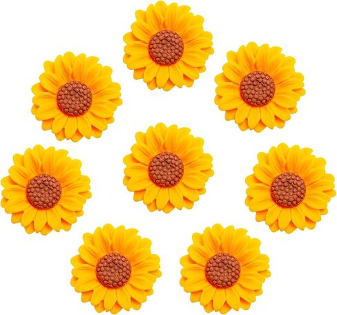 50PCS 1 Inch Sunflower Beads Sunflower Charms Sunflower Cabochons Flatback Flower for Scrapbooking Hair Clip Phone Case DIY Crafts in Saudi Arabia