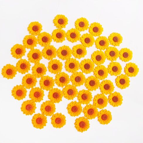 50PCS 1 Inch Sunflower Beads Sunflower Charms Sunflower Cabochons Flatback Flower for Scrapbooking Hair Clip Phone Case DIY Crafts in Saudi Arabia