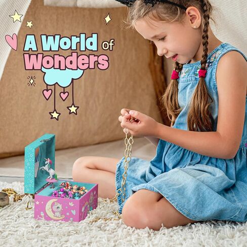 Pretty Me Unicorn Musical Jewelry Box for Kids - Unicorn Gifts for Little Girls, Toddlers, Ages 3-8, Best Young Princess Unicorn Toys Gift for 3, 4, 5, 6, 7, 8 Year Old Girl - Christmas Ideas - Music in Kuwait