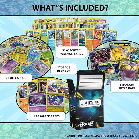 مجموعة بطاقات لايتننج حزمة اختيار الوالدين | عبوة من 100 بطاقة | ضمان 1 أسطوري نادر للغاية و10 بطاقات نادرة | صندوق بونز متوافق مع بطاقات بوكيمون in Kuwait