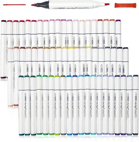 60 Colors Artist Alcohol Markers Dual Tip Art Markers Twin Sketch Markers Pens Permanent Alcohol Based Markers with Case for Adult Kids Coloring Drawing Sketching Card Making Illustration in Saudi Arabia