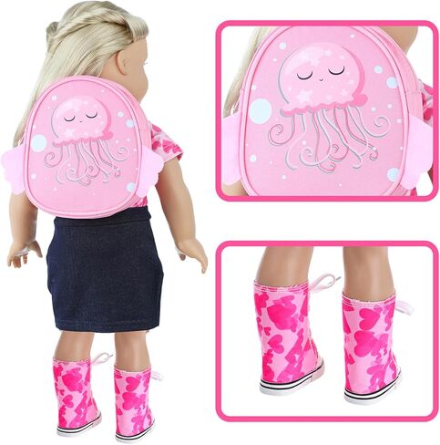 مجموعة خيمة تخييم الدمية مقاس 18 بوصة من Ecore Fun وملحقاتها، بما في ذلك خيمة الدمية مقاس 18 بوصة وحقيبة ظهر الدمية وكاميرا الألعاب وملابس الدمى وأحذية الدمى التي تناسب حياتي والجيل والرحلة مقاس 18 بوصة in Kuwait