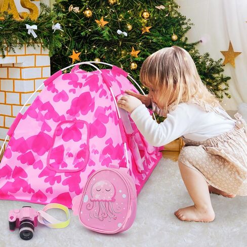 مجموعة خيمة تخييم الدمية مقاس 18 بوصة من Ecore Fun وملحقاتها، بما في ذلك خيمة الدمية مقاس 18 بوصة وحقيبة ظهر الدمية وكاميرا الألعاب وملابس الدمى وأحذية الدمى التي تناسب حياتي والجيل والرحلة مقاس 18 بوصة in Kuwait