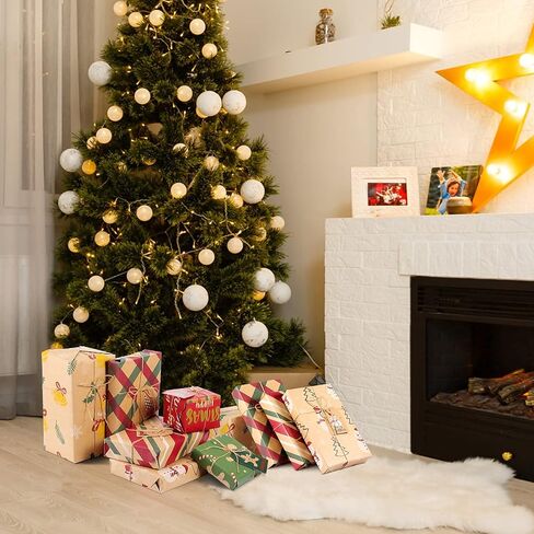 11 قطعة من ورق تغليف عيد الميلاد من Cabilock مع 11 قطعة من العلامات و5 م خيط من الجوت بني ريفي مجموعة عناصر ورق كرافت عيد الميلاد لتغليف الهدايا (19.6 × 27.5 بوصة) in Kuwait