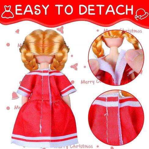 12 Set 6 Inch Doll Clothes Christmas Doll Clothes Xmas Girl Dolls Clothes Christmas Doll Outfit Santa Elk Snowman Dress with Hat Doll Clothes for 6 Inch Dolls, Girl Birthday in Saudi Arabia