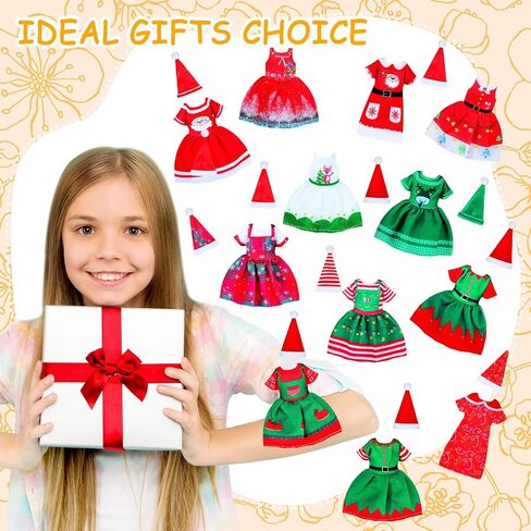12 Set 6 Inch Doll Clothes Christmas Doll Clothes Xmas Girl Dolls Clothes Christmas Doll Outfit Santa Elk Snowman Dress with Hat Doll Clothes for 6 Inch Dolls, Girl Birthday in Saudi Arabia
