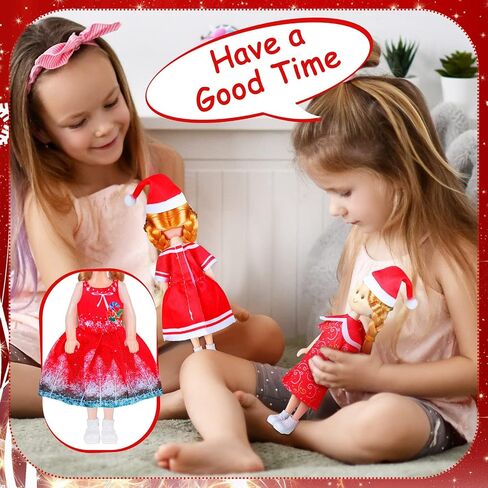 12 Set 6 Inch Doll Clothes Christmas Doll Clothes Xmas Girl Dolls Clothes Christmas Doll Outfit Santa Elk Snowman Dress with Hat Doll Clothes for 6 Inch Dolls, Girl Birthday in Saudi Arabia