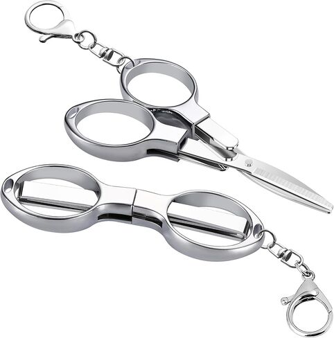 مقص قابل للطي، قطعتان من مقصات سلسلة المفاتيح، مقص رحلات سفر آمن ومحمول، قاطع تلسكوبي من الفولاذ المقاوم للصدأ يستخدم للمنزل والمكتب وصيد الأسماك in Kuwait