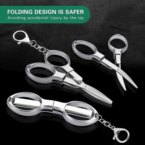 مقص قابل للطي، قطعتان من مقصات سلسلة المفاتيح، مقص رحلات سفر آمن ومحمول، قاطع تلسكوبي من الفولاذ المقاوم للصدأ يستخدم للمنزل والمكتب وصيد الأسماك in Kuwait